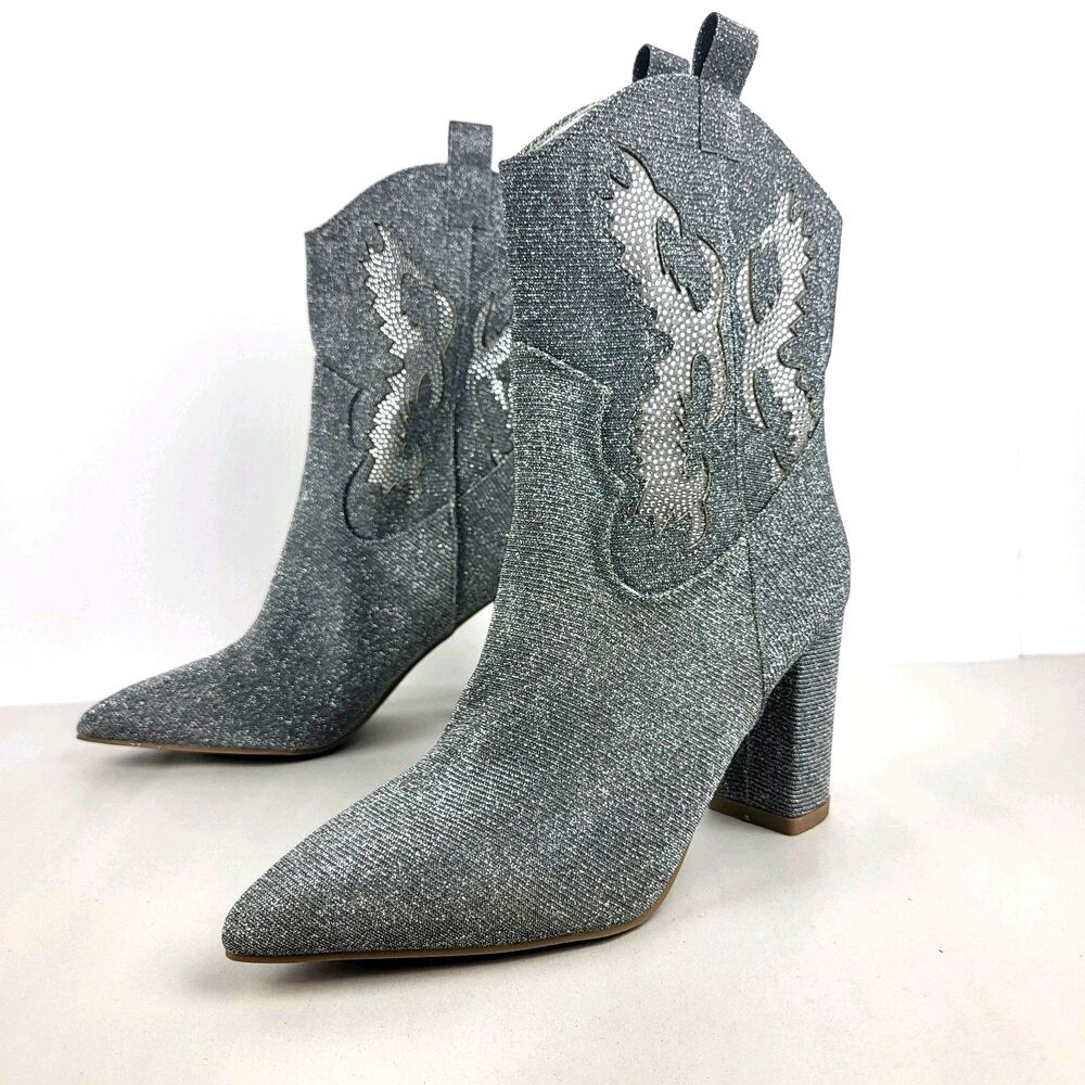 MIA Silver Glittery Gypsy Cowgirl Western Boots Size 7M